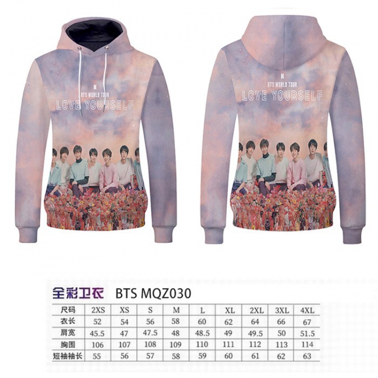 BTS Full Color Long sleeve Patch pocket Sweatshirt Hoodie 9 sizes from XXS to XXXXL MQZ030