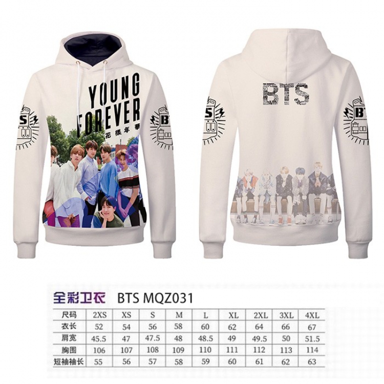 BTS Full Color Long sleeve Patch pocket Sweatshirt Hoodie 9 sizes from XXS to XXXXL MQZ031