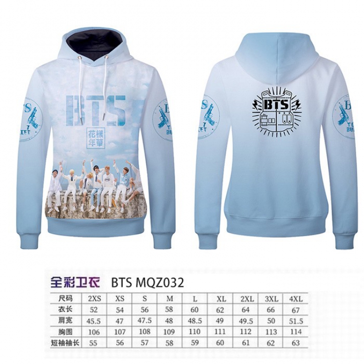 BTS Full Color Long sleeve Patch pocket Sweatshirt Hoodie 9 sizes from XXS to XXXXL MQZ032