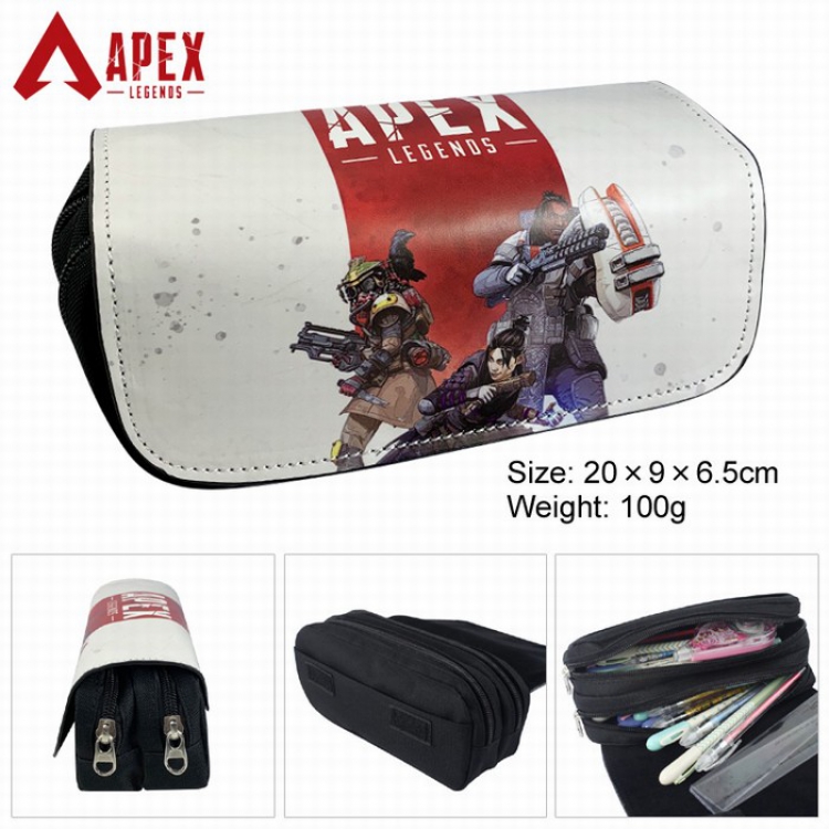 Apex Legends PU surface Multifunction Double layer Zipper Flip cover Pencil Bag Style 1