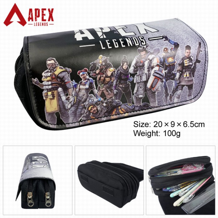 Apex Legends PU surface Multifunction Double layer Zipper Flip cover Pencil Bag Style 2