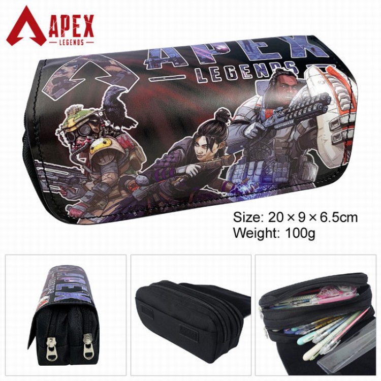 Apex Legends PU surface Multifunction Double layer Zipper Flip cover Pencil Bag Style 6