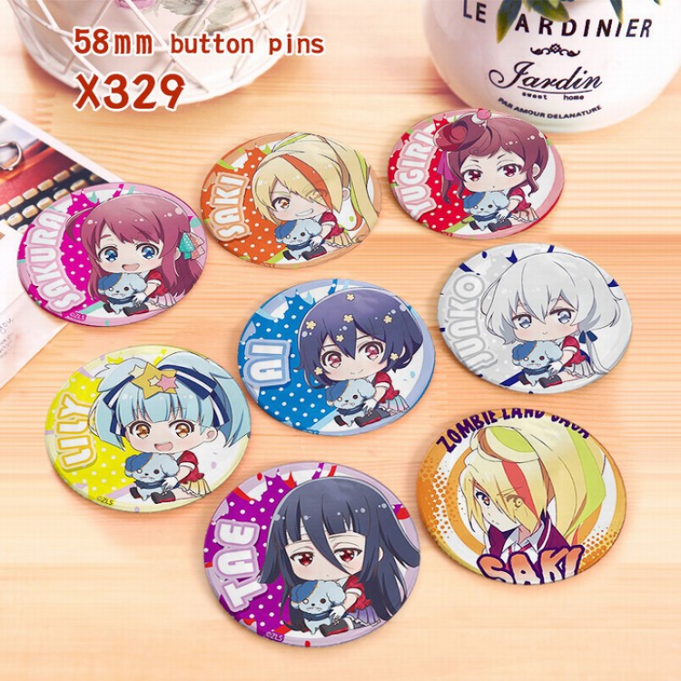 ZOMBIE LAND SAGA a set of 8 Tinplate coated Badge Brooch 6CM X329