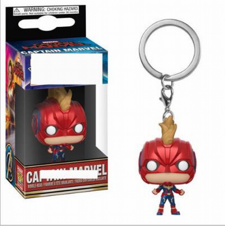 Captain Marvel FUNKO POP Boxed Figure Keychain pendant 4CM