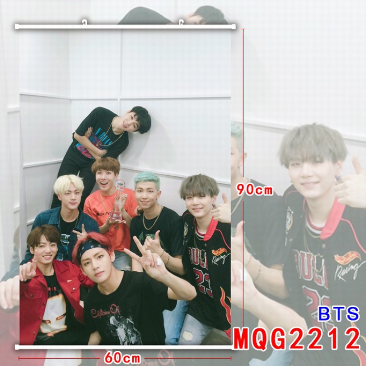 BTS White plastic pole cloth painting Wall Scroll 60X90CM MQG2212