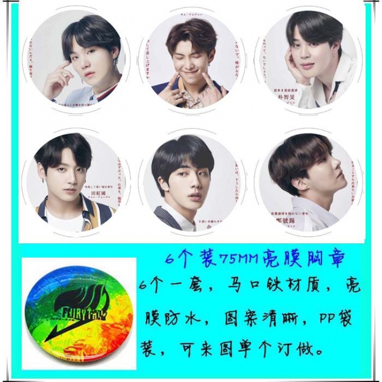 BTS 6 Brooch Bedge 75cm price for a set of 6 pcs