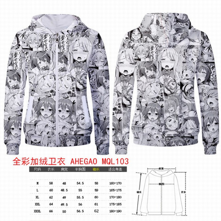 AHEIGAO Full color plus velvet hooded zipper Sweatshirt Hoodie coat M L XL XXL XXXL MQL103