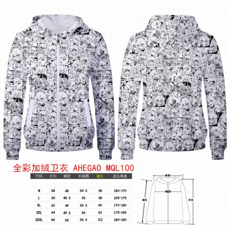 AHEIGAO Full color plus velvet hooded zipper Sweatshirt Hoodie coat M L XL XXL XXXL MQL100