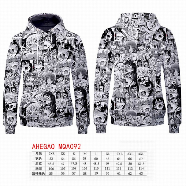 AHEIGAO Full Color Long sleeve Patch pocket Sweatshirt Hoodie 9 sizes from XXS to XXXXL MQA092