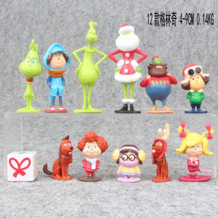 The Grinch a set of 12 Bagged Figure Decoration 4-9CM 0.14KG