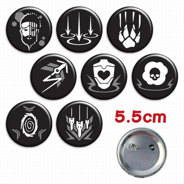 Apex Legends a set of 8 Tinplate Badge Brooch 5.5CM Style B