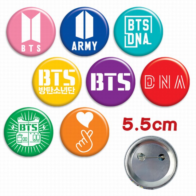 BTS BT21 a set of 8 Tinplate Badge Brooch 5.5CM Style C