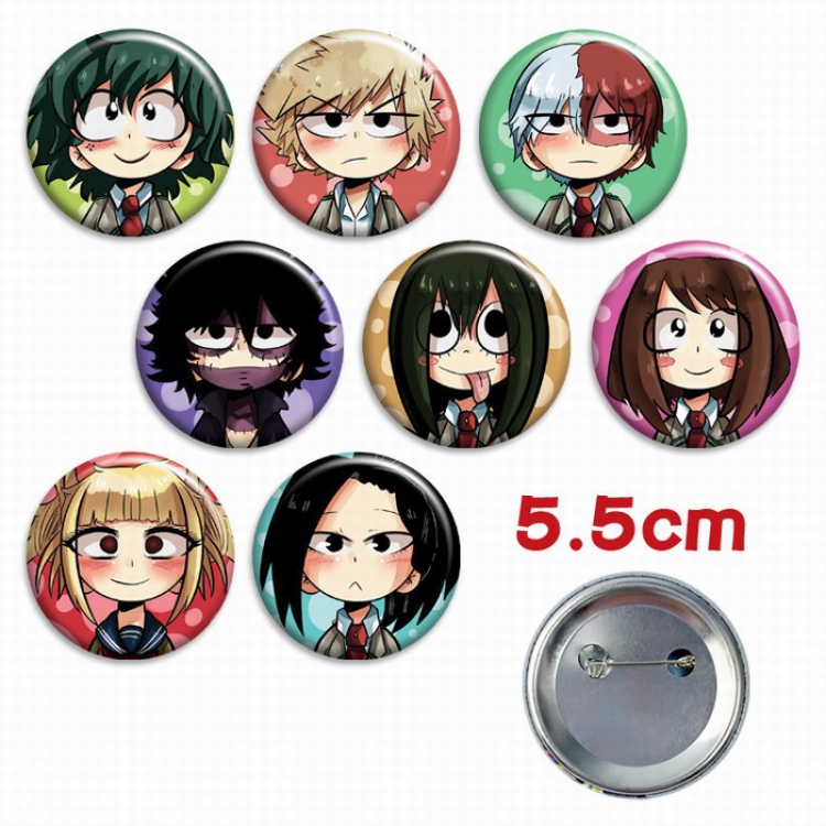 My Hero Academia a set of 8 Tinplate Badge Brooch 5.5CM Style D