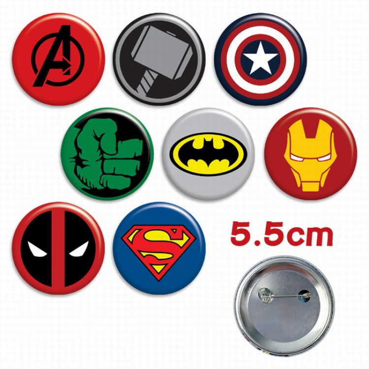 Super hero a set of 8 Tinplate Badge Brooch 5.5CM Style B