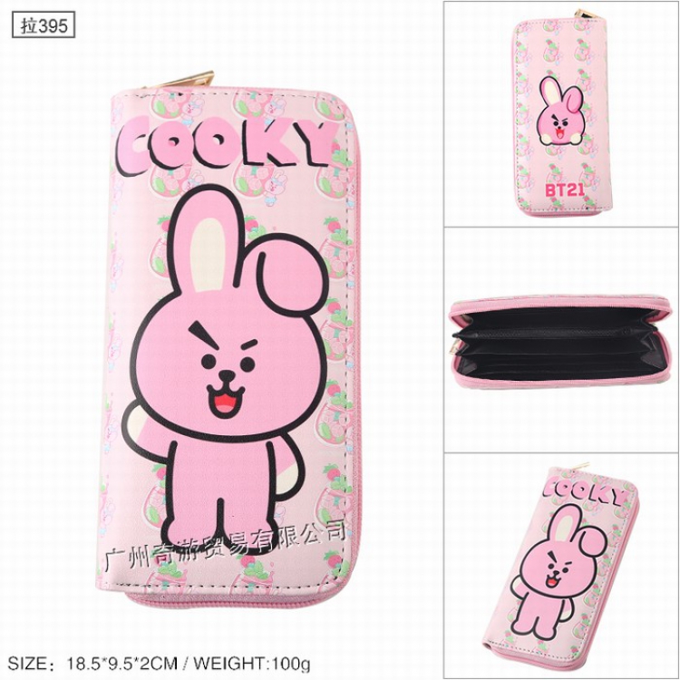 BTS BT21 PU leather color zipper long Wallet Purse Style L