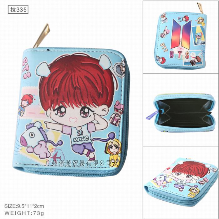 BTS BT21 Full color Zipper PU short two fold wallet Purse Style D