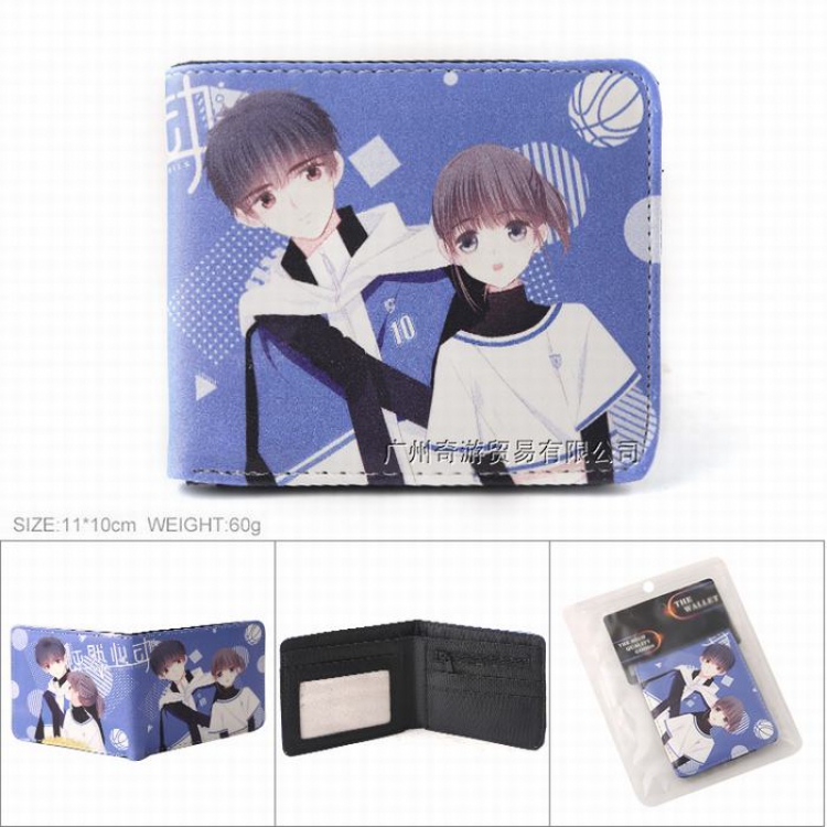 Heartbeat Full color Twill two-fold short wallet Purse 11X10CM 