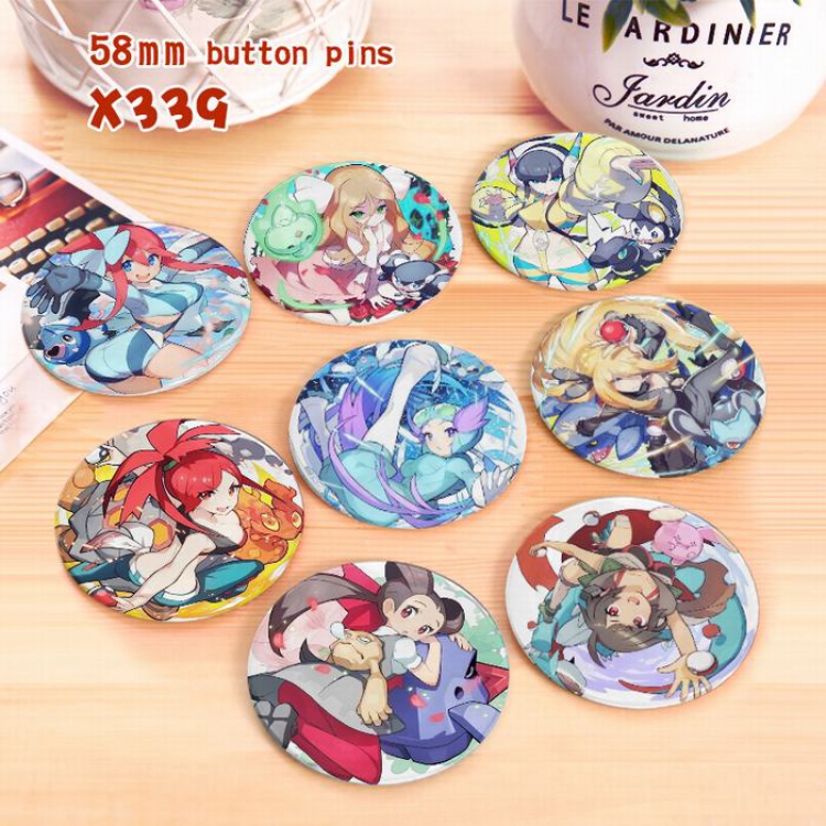 Pokemon a set of 8 models Tinplate coated badge 6CM X339