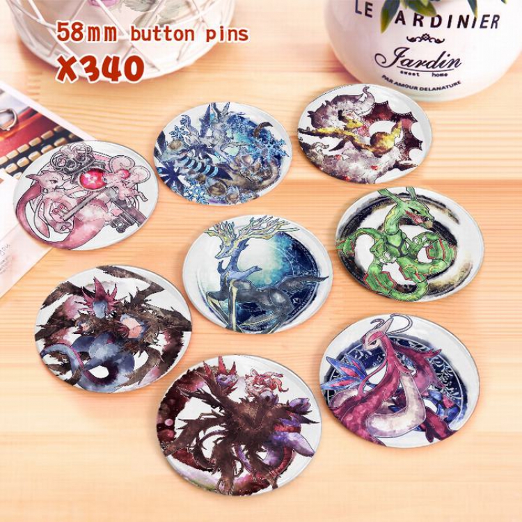 Pokemon a set of 8 models Tinplate coated badge 6CM X340