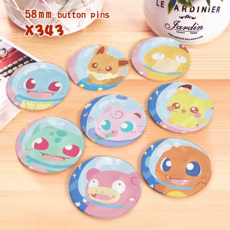Pokemon a set of 8 models Tinplate coated badge 6CM X343