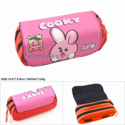 BTS BT21 Double zipper PU penc...