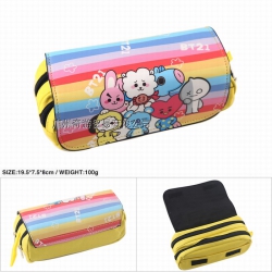 BTS BT21 Double zipper PU penc...