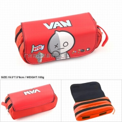 BTS BT21 Double zipper PU penc...
