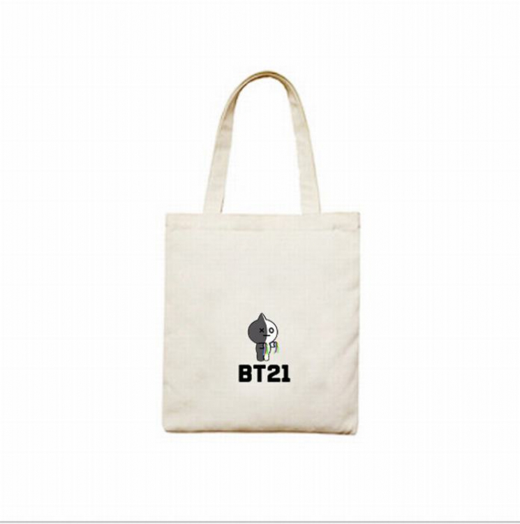 BTS BT21 White Canvas Shopping bag shoulder bag Satchel 40X12X30CM price for 3 pcs