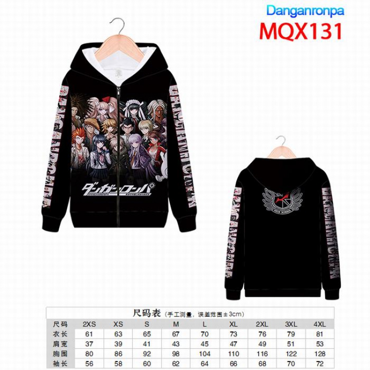 Dangan-Ronpa Full color zipper hooded Patch pocket Coat Hoodie 9 sizes from XXS to 4XL MQX131