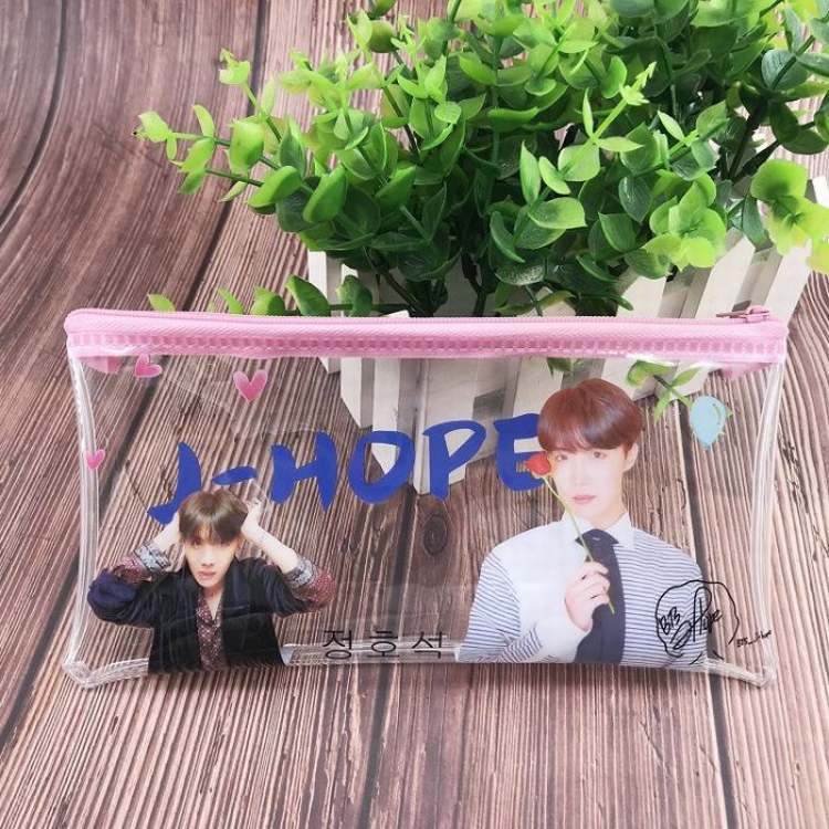 BTS Transparent pencil case stationery bag storage bag 19.5X10X2CM 19G price for 5 pcs
