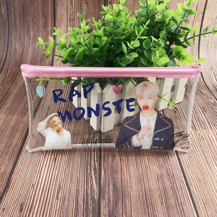 BTS Transparent pencil case stationery bag storage bag 19.5X10X2CM 19G price for 5 pcs