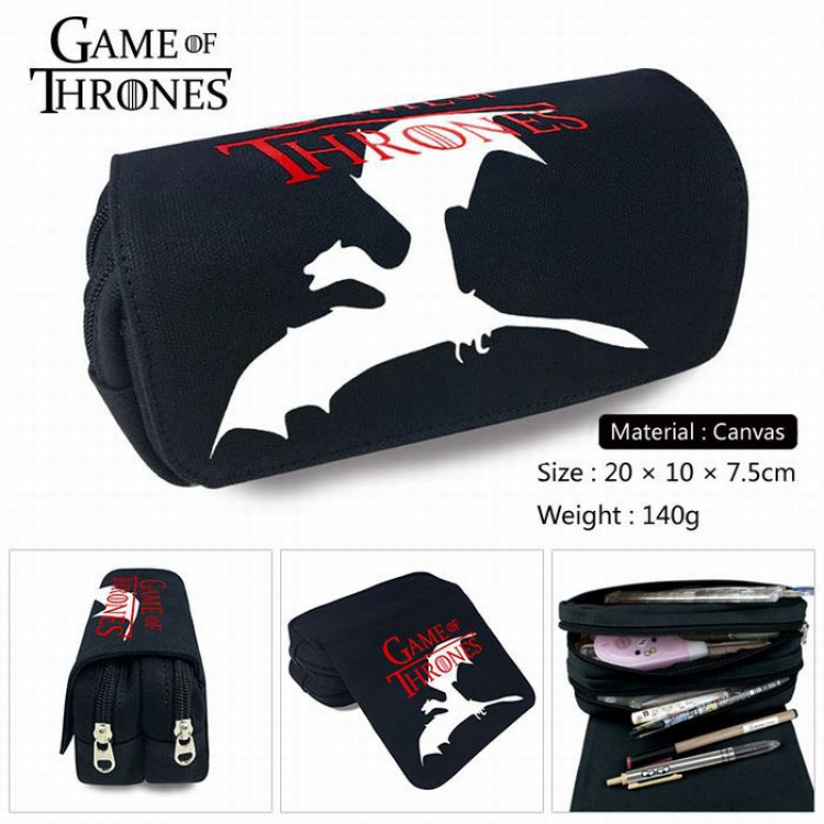 Game of Thrones Canvas Multifunction Double layer Zipper Flip cover Pencil Bag