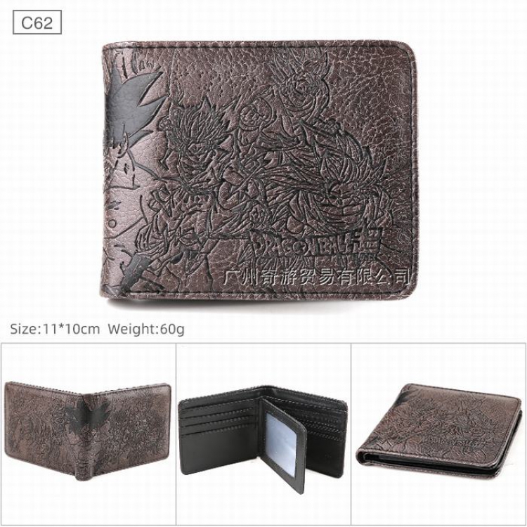 DRAGON BALL Folded Embossed Short Leather Wallet Purse 11X10CM