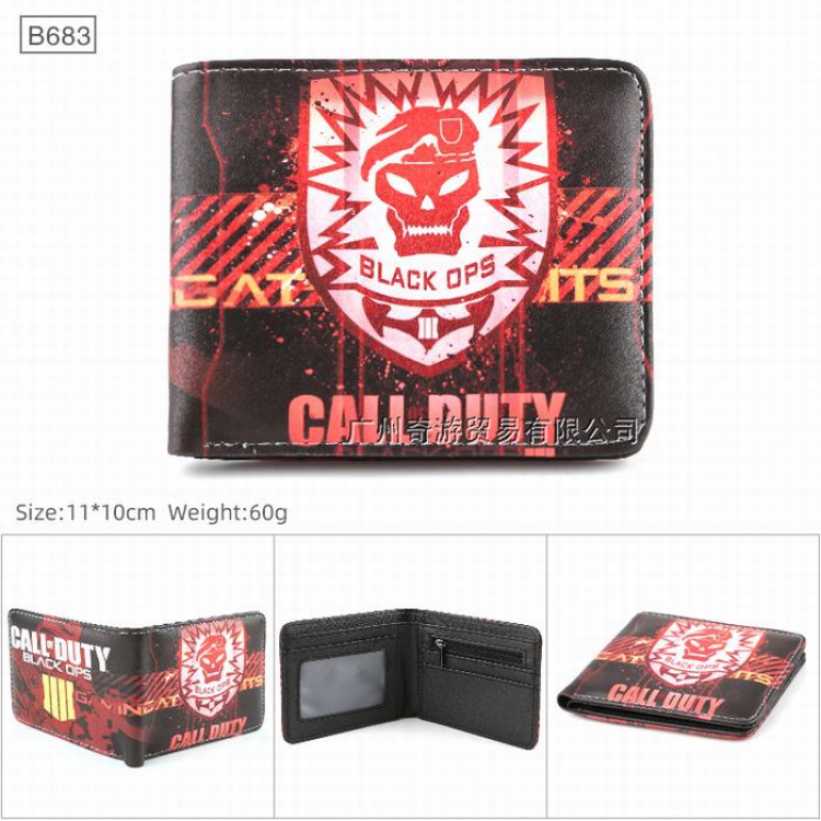 Call of Duty Full color Twill two-fold short wallet Purse 11X10CM