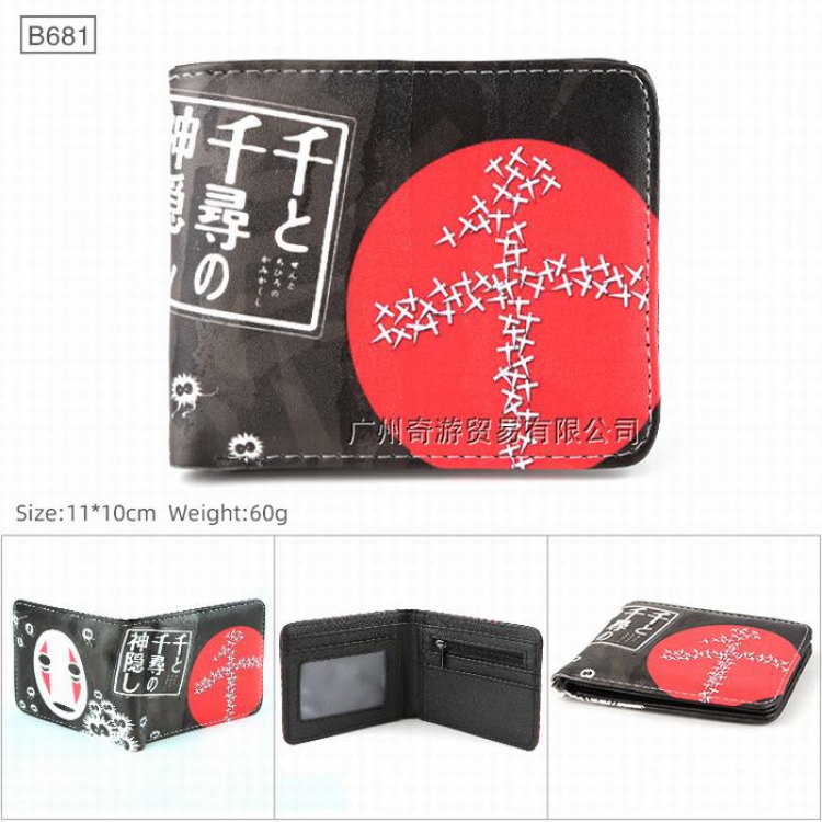 Spirited Away Full color Twill two-fold short wallet Purse 11X10CM