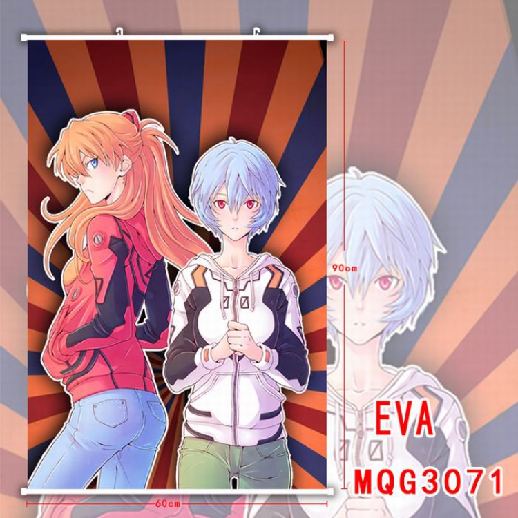 EVA Japanese animation White Plastic rod Cloth painting Wall Scroll 60X90CM MQG3071