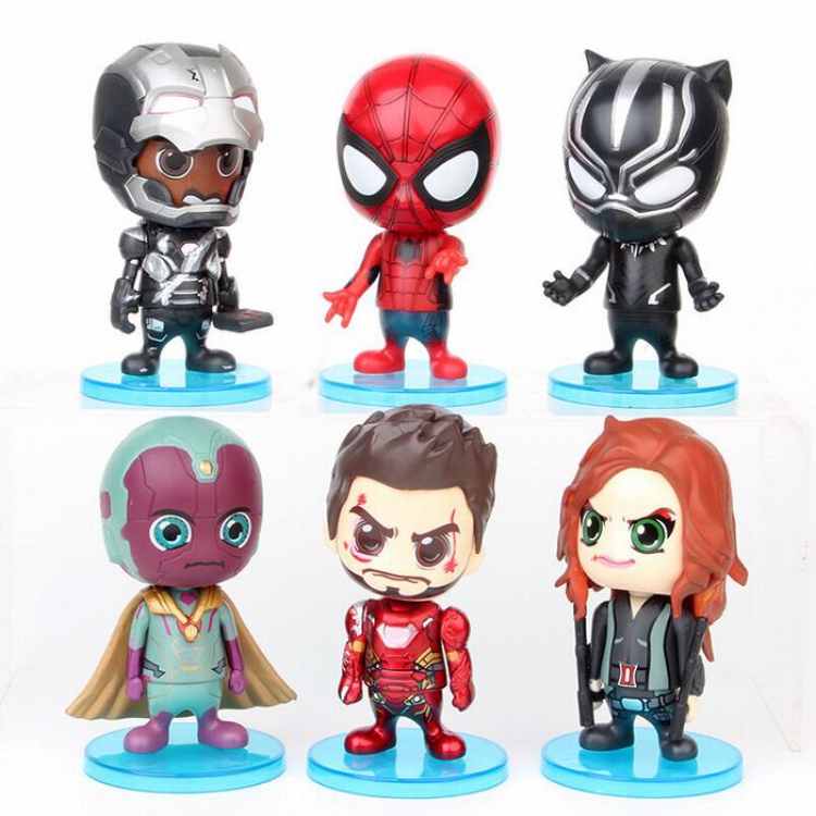 The Avengers a set of six Shaking head blue league Bagged Figure Decoration Model 10.5CM 0.35KGS