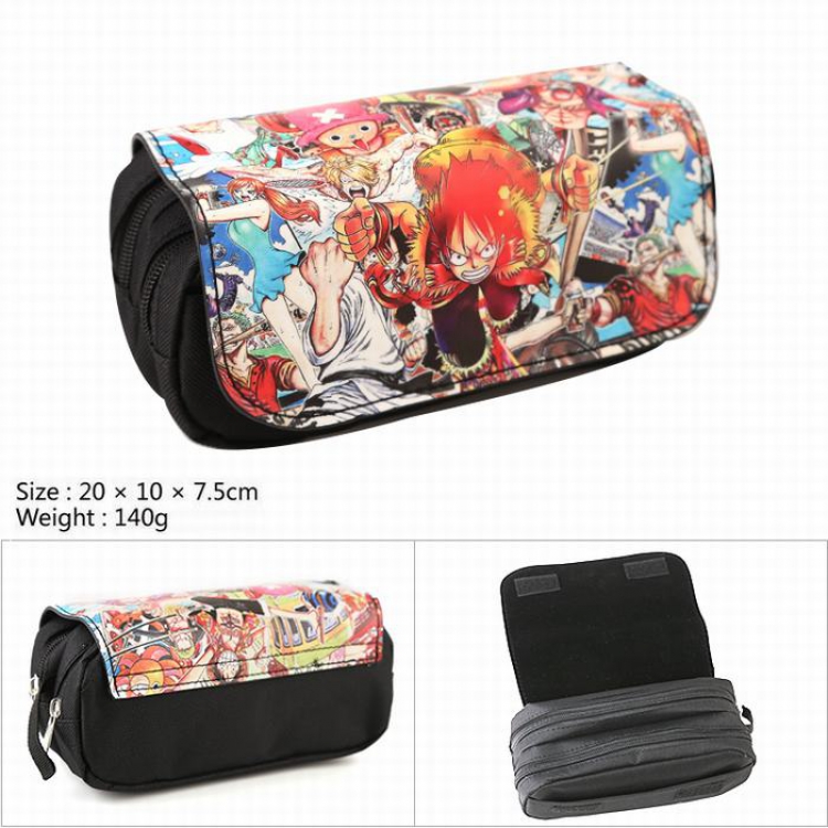 One Piece Black Double zipper PU pencil case 19.5X7.5X8CM