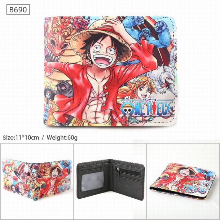 One Piece B90 PU Twill two-fold short wallet 11X10CM