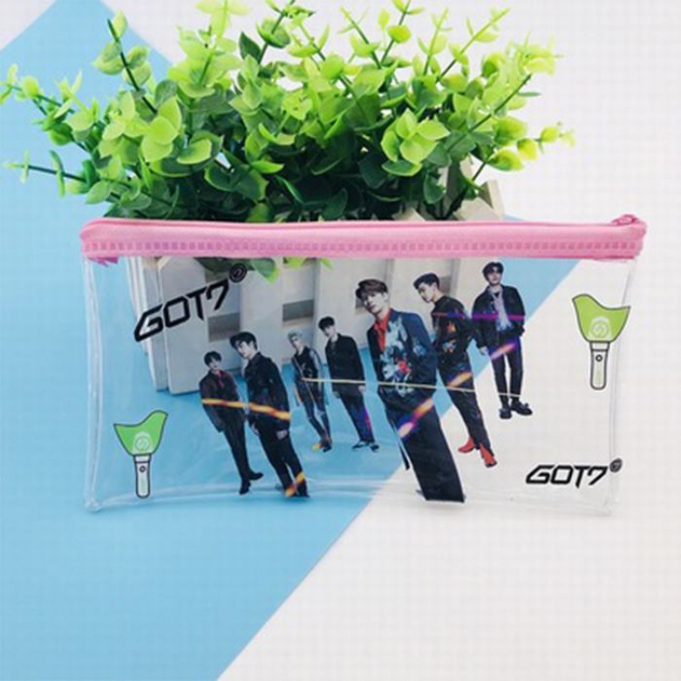 Transparent pencil case GOT7 Stationery bag color cosmetic bag 19.5X10X2CM 19G price for 5 pcs