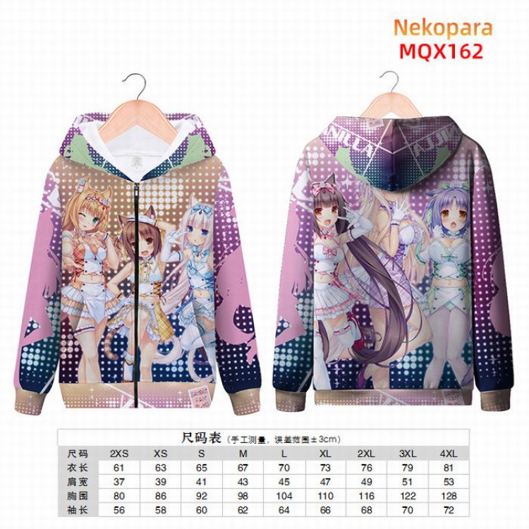Nekopara Full color zipper hooded Patch pocket Coat Hoodie 9 sizes from XXS to 4XL MQX162