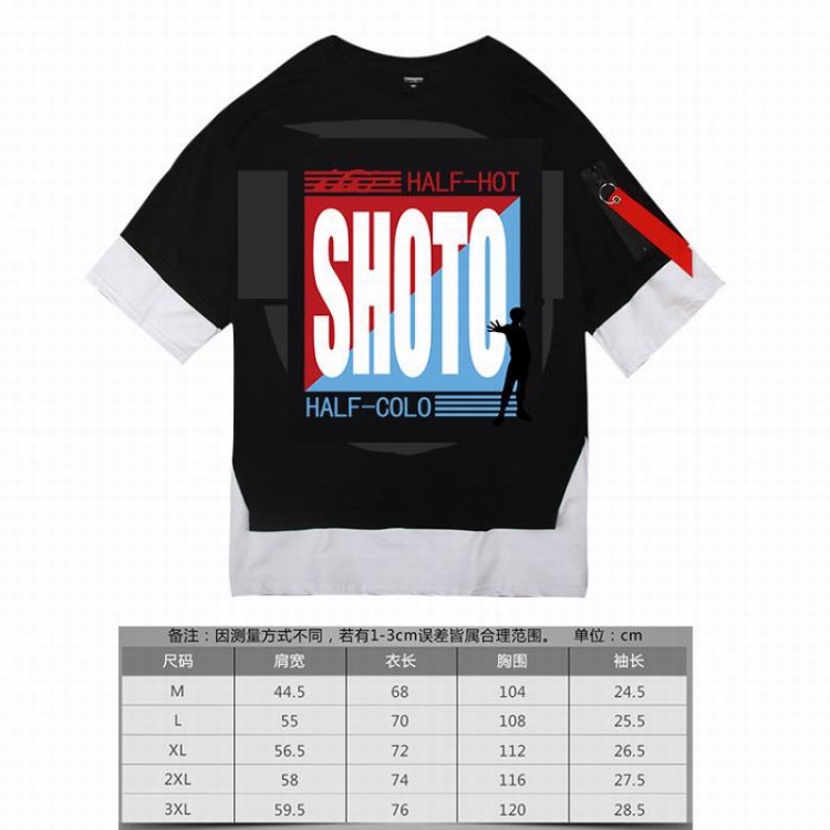 My Hero Academia Loose cotton fake two short sleeves-06 black t-shirt 5 sizes from M to 3XL