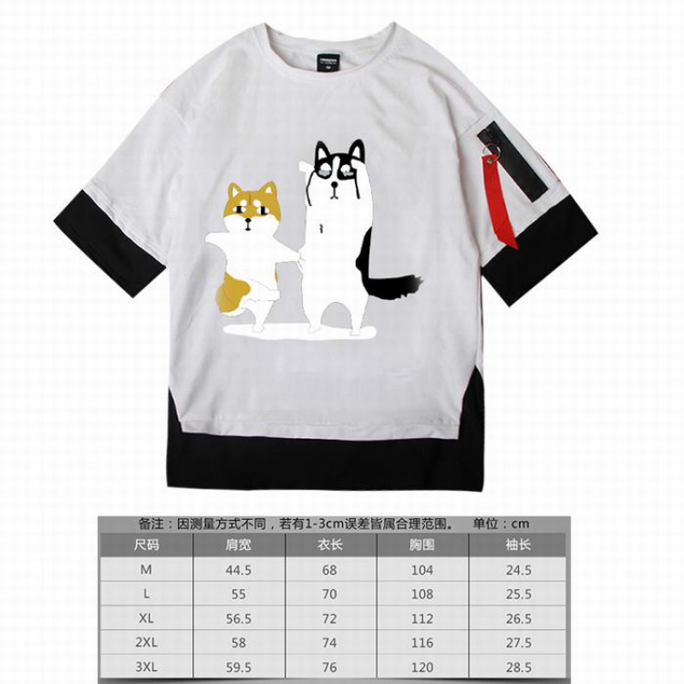 Kabosu white Loose cotton trend short sleeve t-shirt 5 sizes from M to 3XL