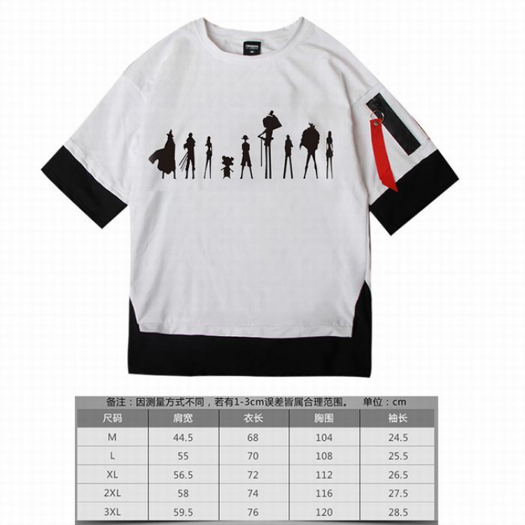 One Piece Justice black Loose cotton fake two short sleeves t-shirt 5 sizes from M to 3XL