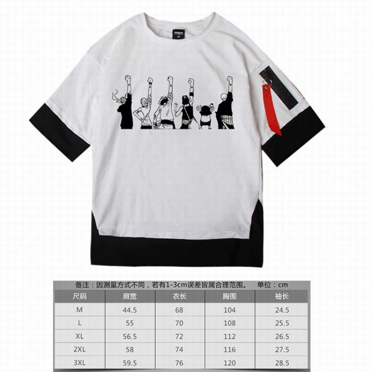 One Piece white Loose cotton fake two short sleeves t-shirt 5 sizes from M to 3XL