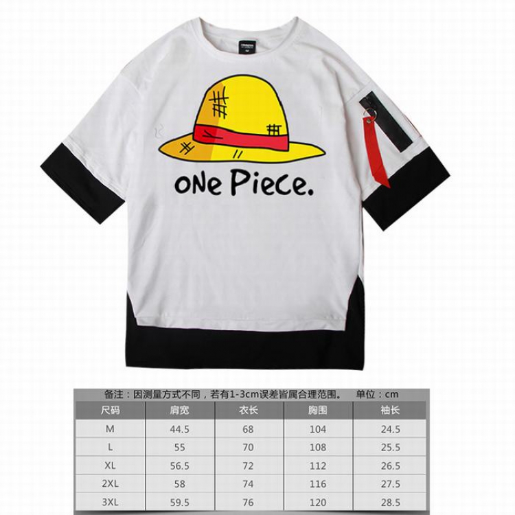 One Piece white Loose cotton fake two short sleeves t-shirt 5 sizes from M to 3XL