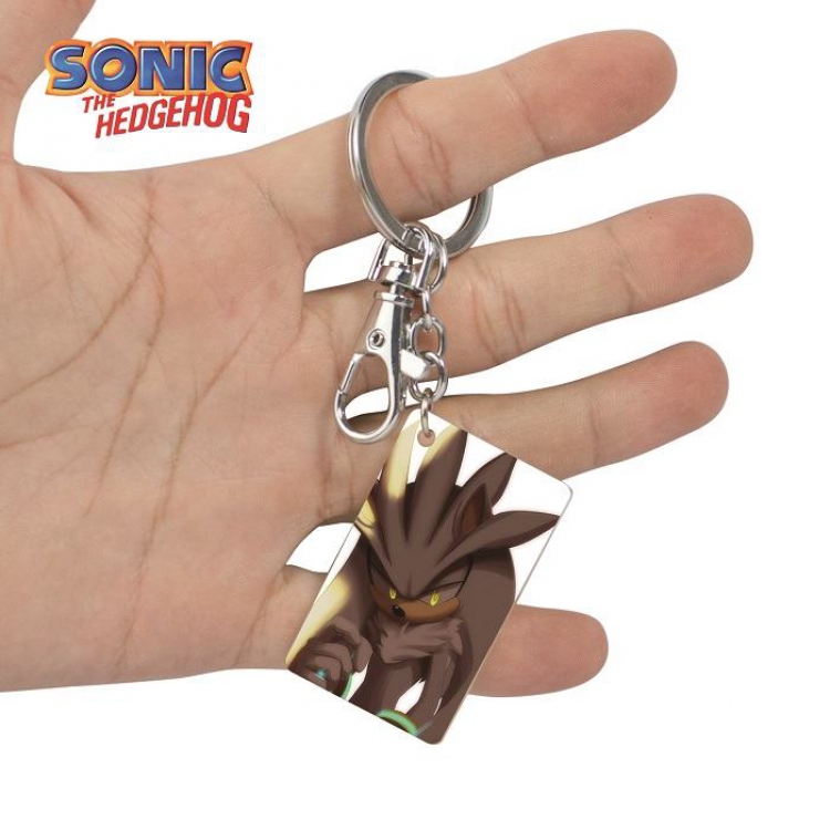 Sonic The Heogehog-16 Anime Acrylic Color Map Keychain Pendant