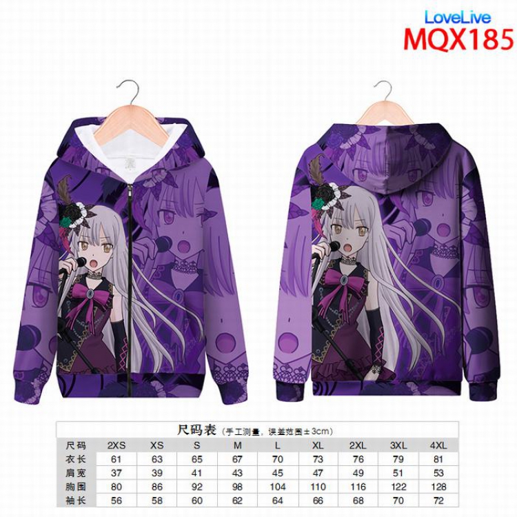 LoveLive! Full color zipper hooded Patch pocket Coat Hoodie 9 sizes from XXS to 4XL MQX185