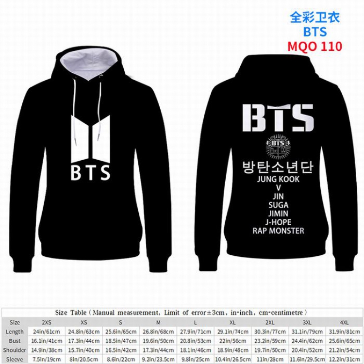 BTS  Full Color Patch pocket Sweatshirt Hoodie EUR SIZE 9 sizes from XXS to XXXXL MQO110