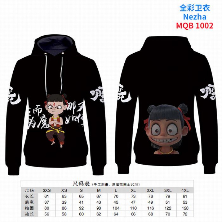 Nezha Full Color Long sleeve Patch pocket Sweatshirt Hoodie 9 sizes from XXS to XXXXL MQB1002